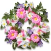 National Tree Company 18 in. Spring Wreath with Multicolor Daisy and Tiger Lily Blooms, Leafy Greens, Berry Clusters