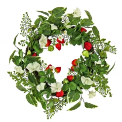 National Tree Company 22 in. Spring Wreath with Strawberries, Petunia Blooms, and Leafy Greens