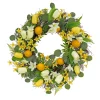 National Tree Company 22 in. Spring Wreath with Yellow Tulip Blooms, Lemons, and Forsythia Flower Blossoms