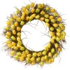 National Tree Company 32 in. Spring Wreath with Yellow Tulip Blooms, Flowing Green Stems