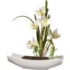 National Tree Company 11 in. Spring Yellow Orchids Flower Potted in a White Base