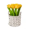 National Tree Company 10 in. Spring Yellow Tulip Bouquet in White Basket