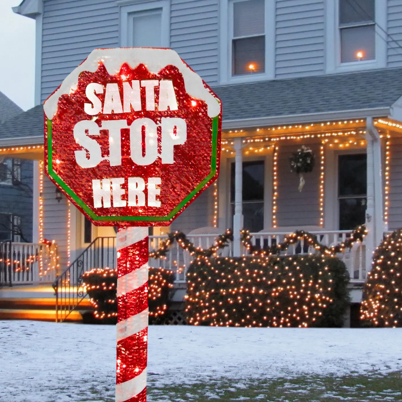 National Tree Company 60 in. Stop Sign Decoration with LED Lights