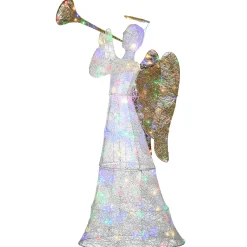 National Tree Company 60 in. Trumpeting White Angel with Multicolor LED Lights