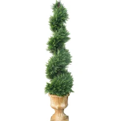 National Tree Company 54 in. Upright Juniper Slim Spiral Topiary Tree in a Decorative Urn
