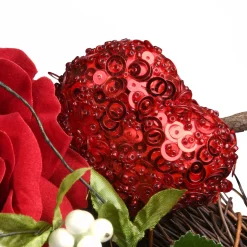 National Tree Company 20 in. Valentine's Floral Heart Red Roses Wreath