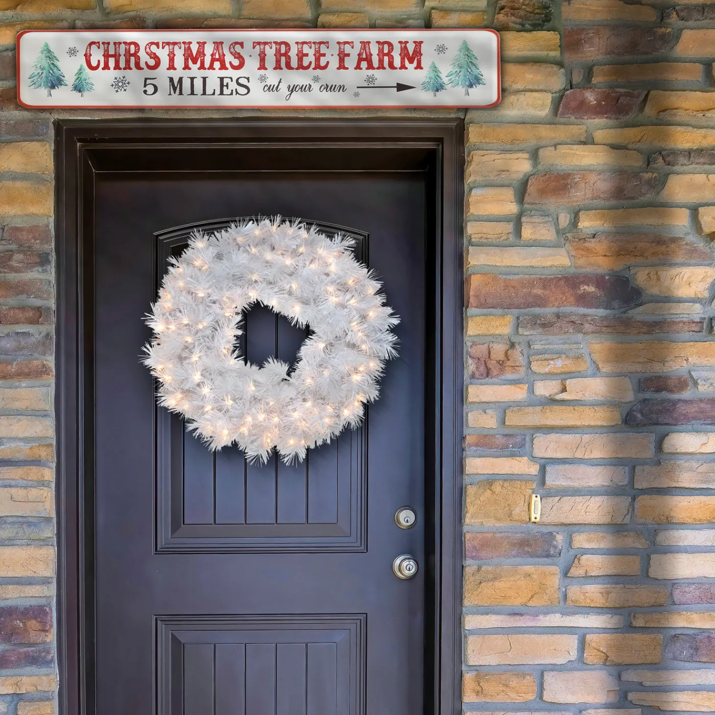 National Tree Company 47 in. Vintage Tree Farm Wall Sign