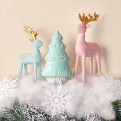 National Tree Company 9 in. Woodgrain Reindeer Decor, Blue