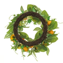 National Tree Company 24 in.Spring Wreath with Lemons, Hydrangeas, and Buttercups