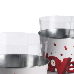 National Tree Company 2 Piece Valentine's 'LOVE' Tin Pots Decorated with Red Hearts