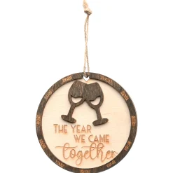 National Tree Company 2021 "The Year We Came Together" Wood Christmas Ornament with Hanging Loop, 3 in