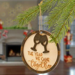 National Tree Company 2021 "The Year We Came Together" Wood Christmas Ornament with Hanging Loop, 3 in