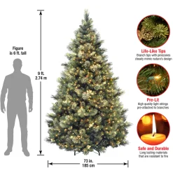 National Tree Company 9ft. Pre-Lit Carolina Pine Tree with Clear Lights with 900 Clear Lights