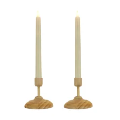 National Tree Company HGTV Home Collection Flameless Heritage Candle Pair, Natural Base
