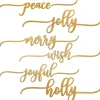 National Tree Company 6-Piece Christmas Place Setting Message Decor, Curly Script Writing In Gold, 10 in