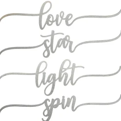 National Tree Company 4-Piece Hannukah Place Setting Message Decor, Curly Script Writing In Silver, 10 in