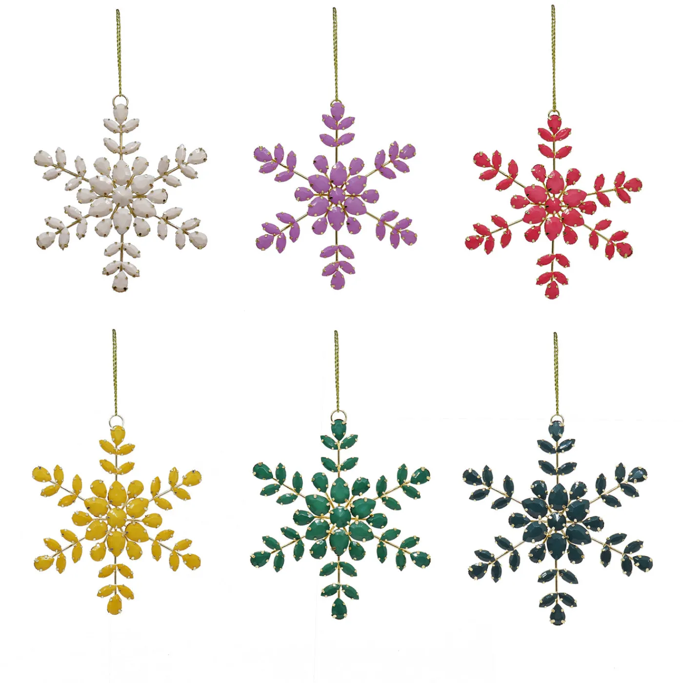 National Tree Company 6-Piece HGTV Home Collection Beaded Snowflake Ornaments