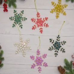National Tree Company 6-Piece HGTV Home Collection Beaded Snowflake Ornaments