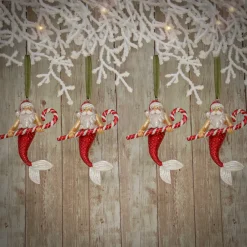 National Tree Company 4-Piece HGTV Home Collection Santa Merman Ornaments