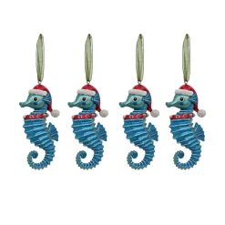 National Tree Company 4-Piece HGTV Home Collection Teal Seahorse Ornaments