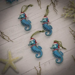 National Tree Company 4-Piece HGTV Home Collection Teal Seahorse Ornaments