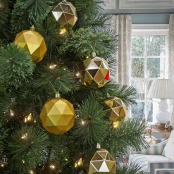 National Tree Company 6-Piece Shatterproof Geometric Gold Ornaments