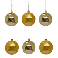 National Tree Company 6-Piece Shatterproof Geometric Gold Ornaments