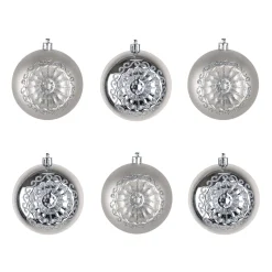 National Tree Company 6-Piece Shatterproof Glittering Silver Ornaments