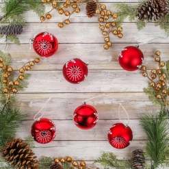 National Tree Company 6-Piece Shatterproof Snowflake Red Ornaments