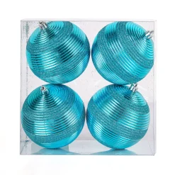National Tree Company 4-Piece Shatterproof Swirling Blue Ornaments
