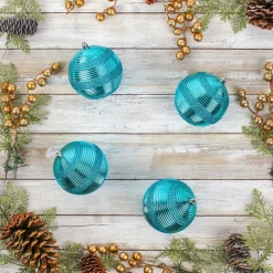 National Tree Company 4-Piece Shatterproof Swirling Blue Ornaments