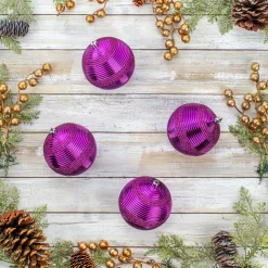 National Tree Company 4-Piece Shatterproof Swirling Purple Ornaments