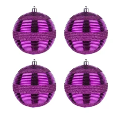 National Tree Company 4-Piece Shatterproof Swirling Purple Ornaments