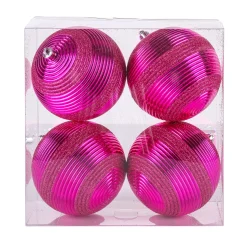 National Tree Company 4-Piece Shatterproof Swirling Pink Ornaments