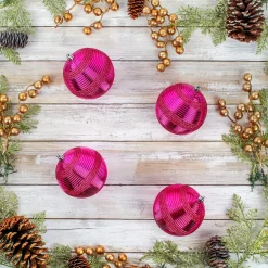 National Tree Company 4-Piece Shatterproof Swirling Pink Ornaments