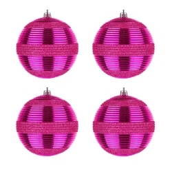 National Tree Company 4-Piece Shatterproof Swirling Pink Ornaments