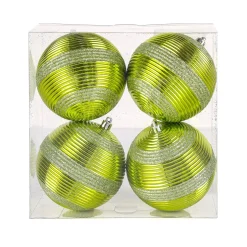 National Tree Company 4-Piece Shatterproof Swirling Lime Green Ornaments