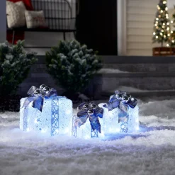 National Tree Company Pre-Lit Decorated White Gift Box Assortment