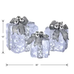 National Tree Company Pre-Lit Decorated White Gift Box Assortment