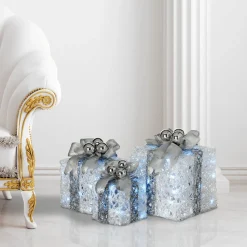 National Tree Company Pre-Lit Decorated White Gift Box Assortment