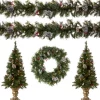 National Tree Company Pre-Lit Frosted Berry Assortment with 2 Entrance Trees, 1 Wreath, 2 Garland