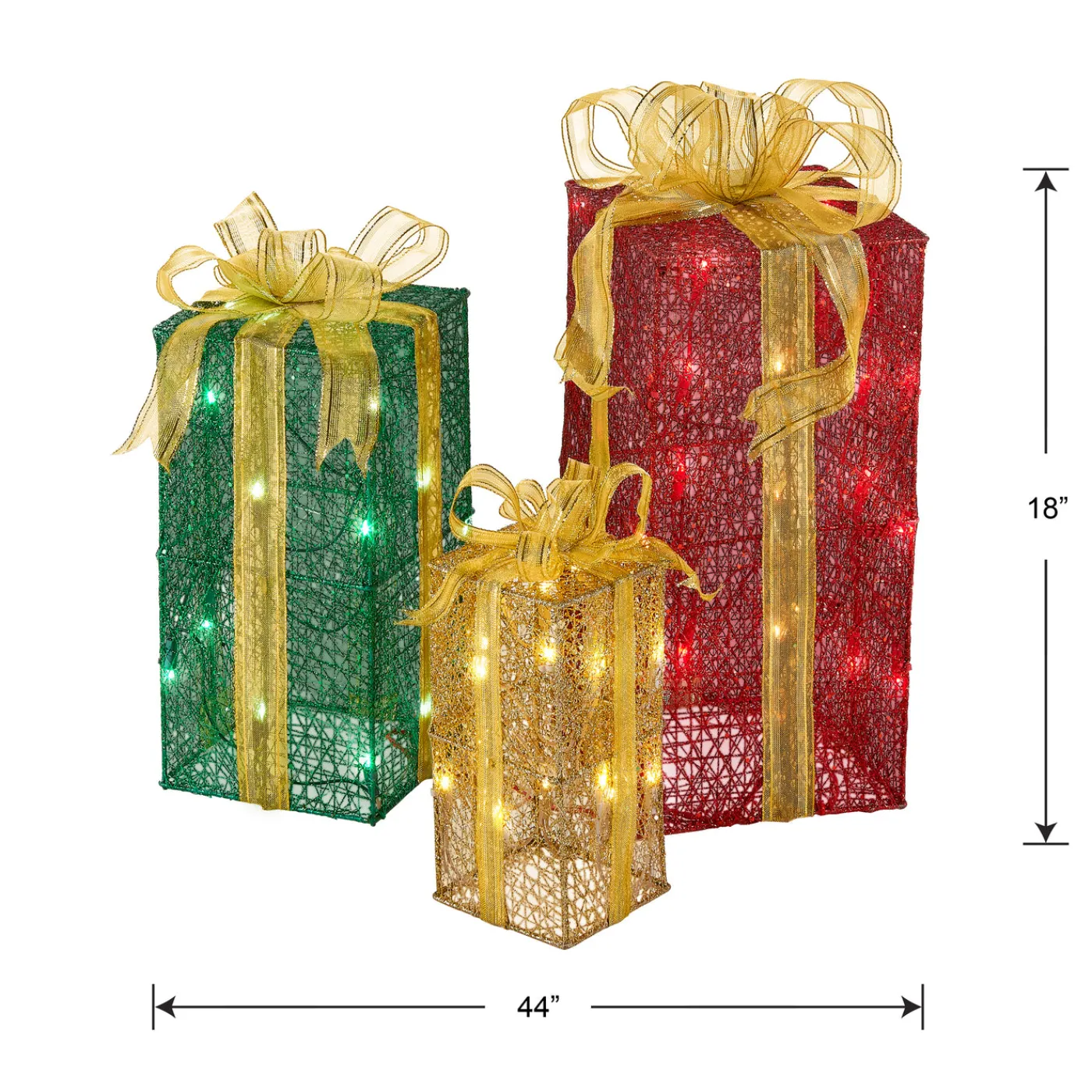 National Tree Company Pre-Lit Multicolor Gift Boxes, Set of Three, White Lights