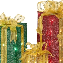National Tree Company Pre-Lit Multicolor Gift Boxes, Set of Three, White Lights