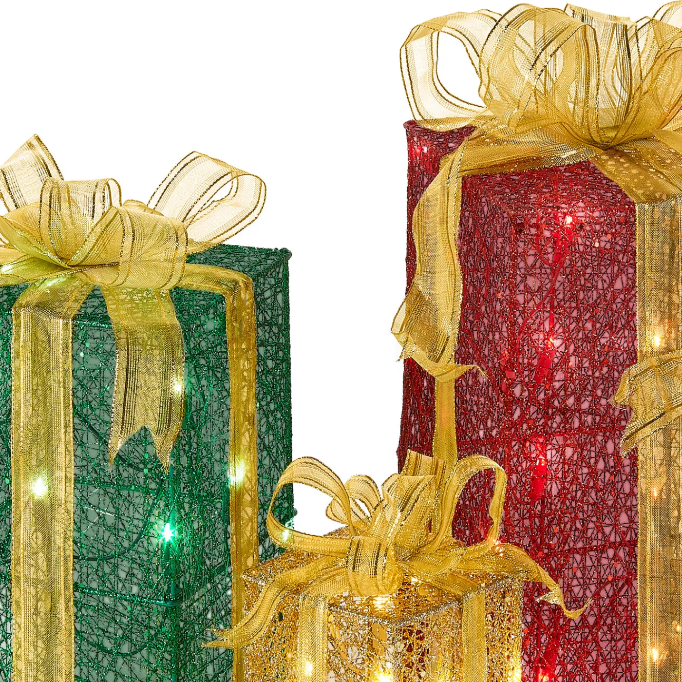 National Tree Company Pre-Lit Multicolor Gift Boxes, Set of Three, White Lights