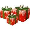 National Tree Company Pre-Lit Red and White Gift Boxes, Set of Three, White Lights