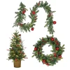 National Tree Company Pre-Lit Scotch Creek Fir Assortment Set of 1 Entrance Tree, 1 Wreath, 1 Garland