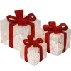 National Tree Company Pre-Lit White Gift Boxes, Set of Three, White Lights