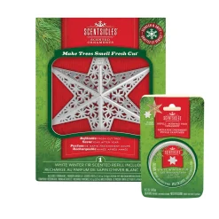 National Tree Company Scentsicles Decorative Ornament, Metal White Star, White Winter Fir with Refill