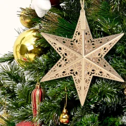 National Tree Company Scentsicles Decorative Ornament, Metal Gold Star, White Winter Fir with Refill