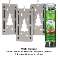 National Tree Company Scentsicles Trio Ornament Set of 3 and White Winter Fir Bottle of 6 Sticks
